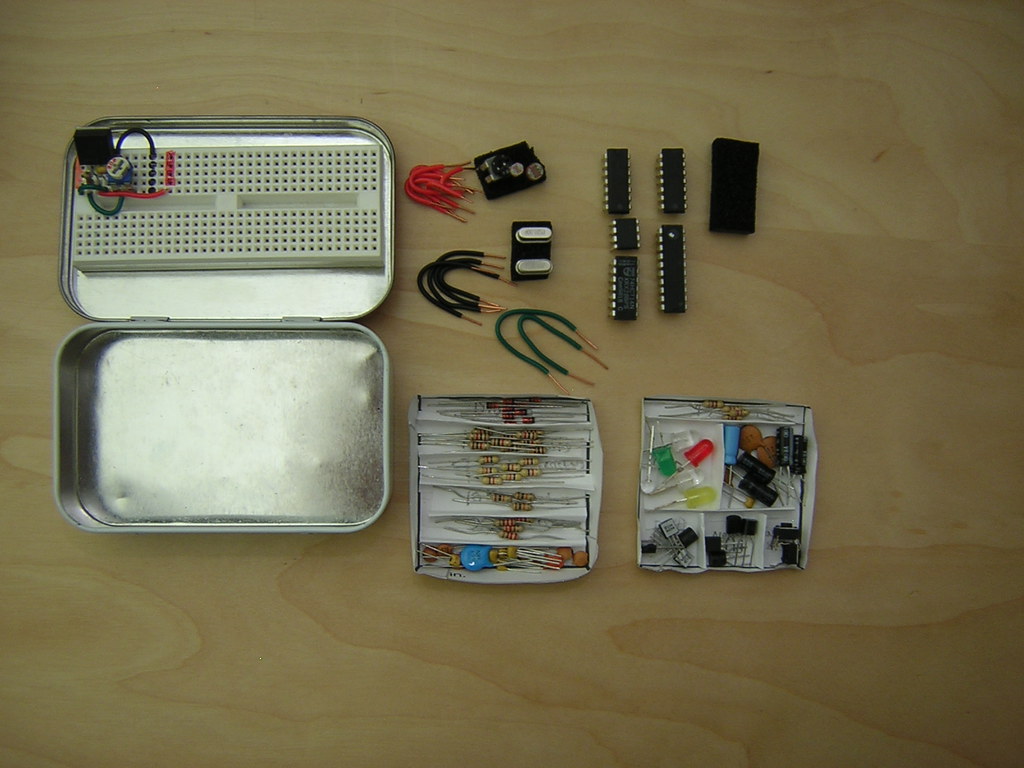 Altoids Tin Electronics Lab (everything out)