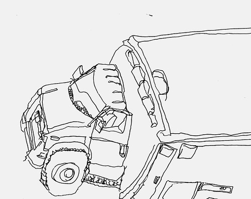 Toy ambulance contour drawing