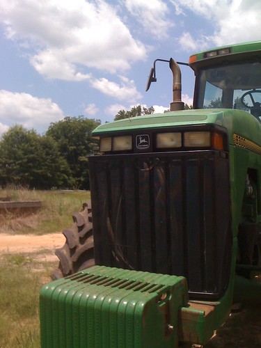 green tractor, blue sky 8300 john 