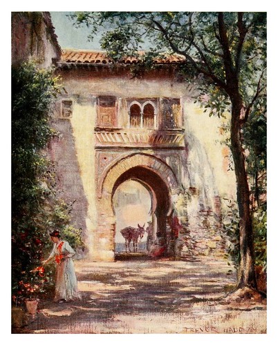 032-Granada-Puerta del vino en la Alhambra-Southern Spain 1908- Trevor Haddon