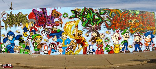 Cacho graffiti con personajes de videojuegos