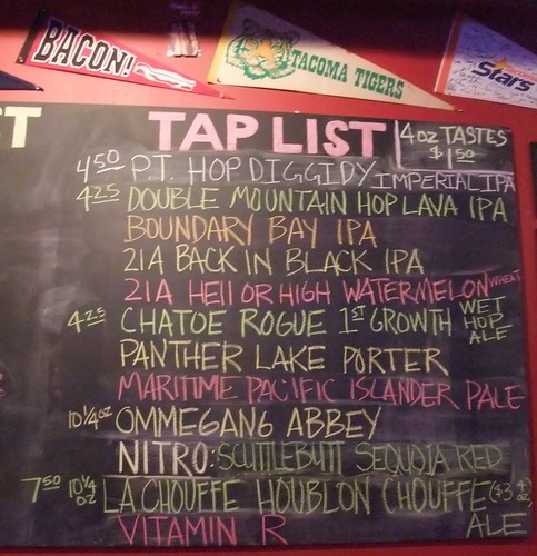 Tap list at the Red Hot
