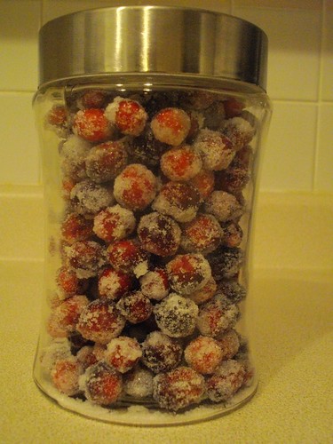 Sparkling cranberries in a jar