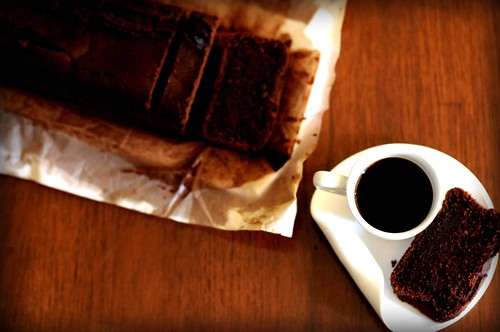 Dense Chocolate Loaf Cake and an Espresso