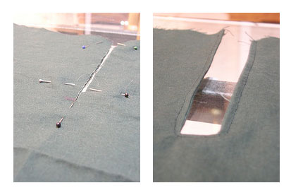 Placket facing: before and after