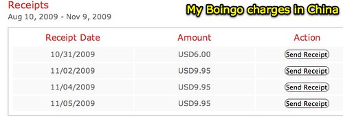 My Boingo charges in China