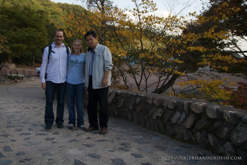 Valerie and Griffin With Mr. Shin at Ki Rim Sa Temple near Gyongju, South Korea