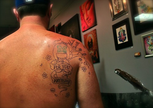 Tattoo stencil on back