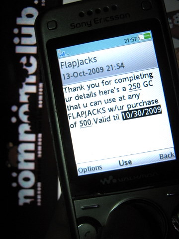 SMS Confirmation from Flapjacks