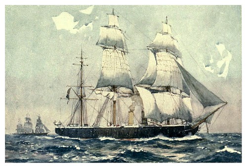 010-El primer acorazo de alta mar HMS Warrior en 1863-The Royal Navy (1907)- Norman L. Wilkinson