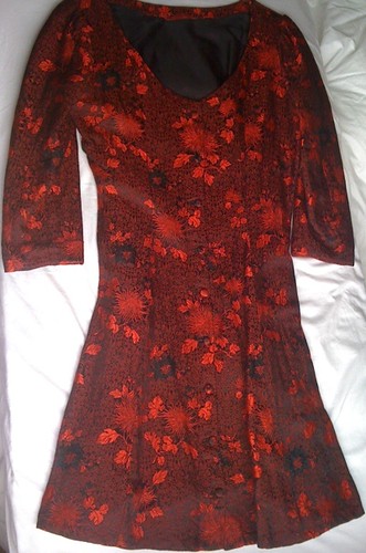 Black and red brocade dress