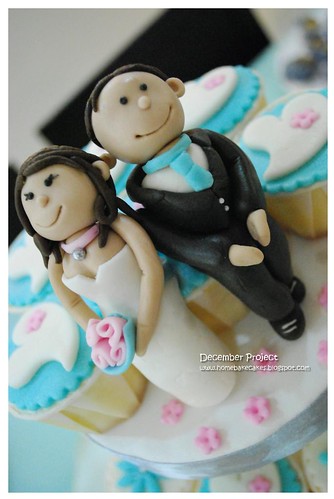 Pink and Blue Wedding Cake Topper