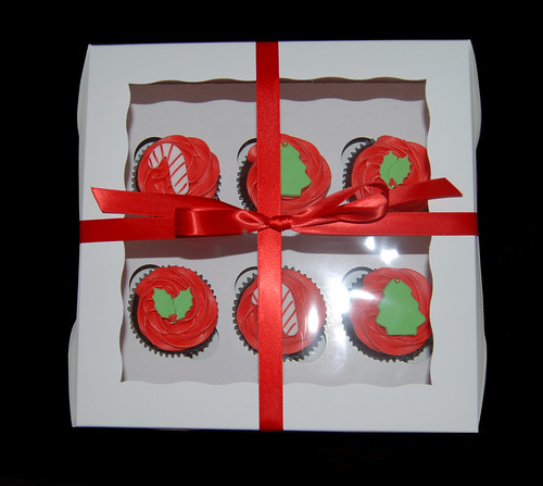 half dozen cupcake gift boxes Christmas designs