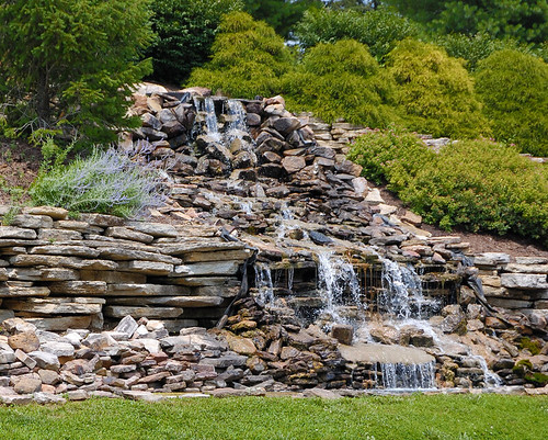 Artificial waterfall, at the National Shrine of Our Lady of the Snows, in Belleville, Illinois, USA