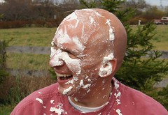 Joe Muzzi covered in Shaving Cream