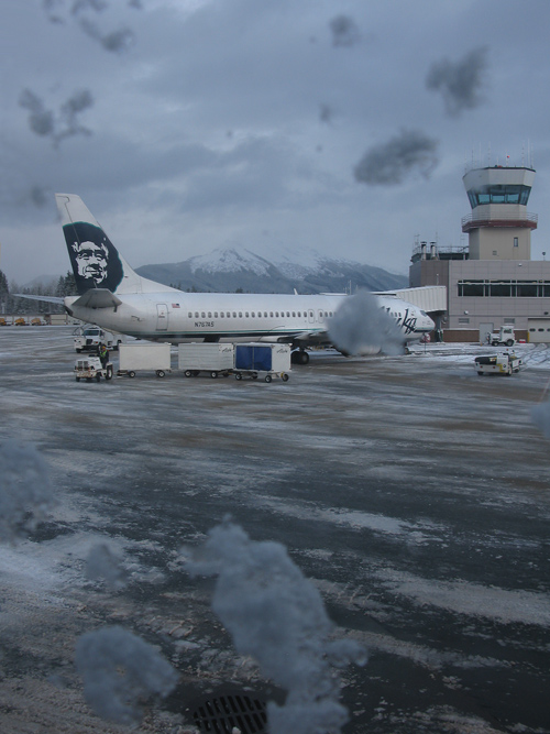 from jet window, Juneau Airport, Juneau, Alaska