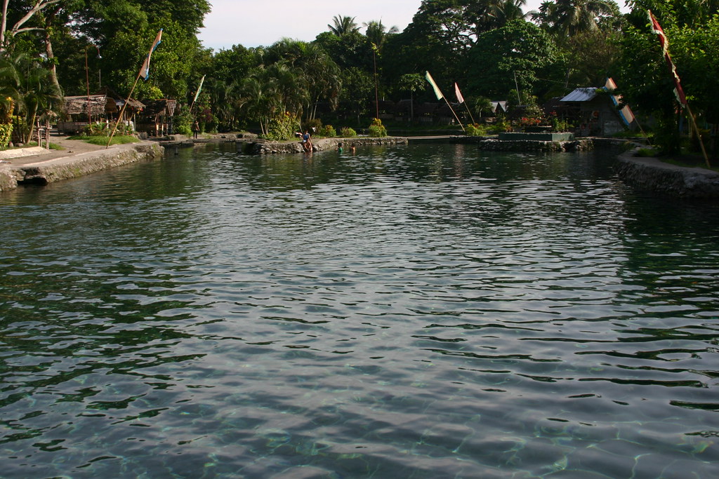 The Main Pool and deep portion of the kilometric Olaer Springs Resort.  Photo was shot from near the entrance of the resort.