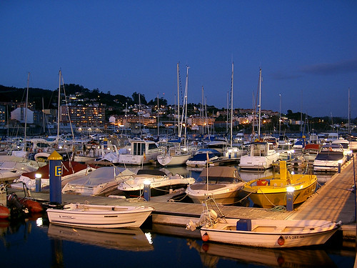 Vista del puerto deportivo de Sangenjo, Pontevedra