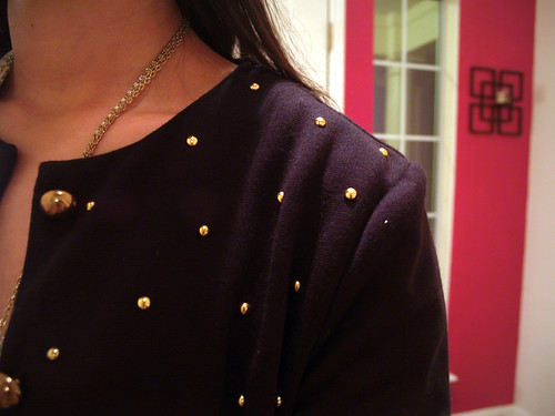 thrifted, gold studded jacket