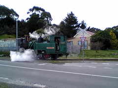 ABT steam engine crossing road
