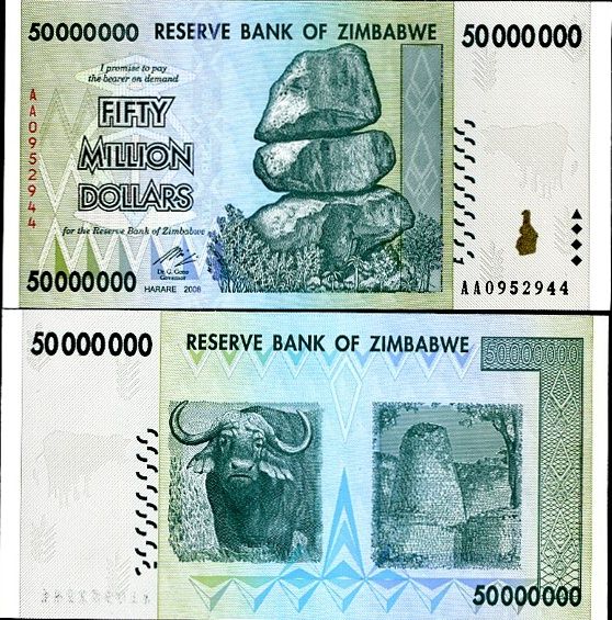 50 miliónov dolárov Zimbabwe 2008