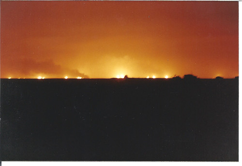 Night View of Oil Well Fires