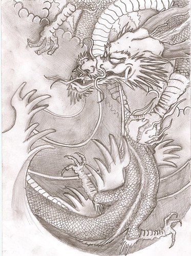 Dibujo de un Dragon Chino para Tatuaje Chinese Dragon Drawing for Tattoo