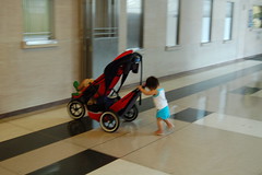 Aki can push the stroller now