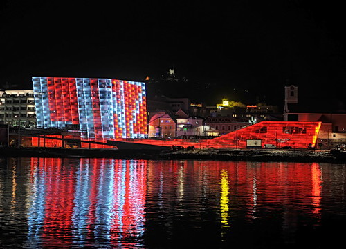 Ars Electronica Center on the bank of the Danube River. Photo: Courtesy City of Linz