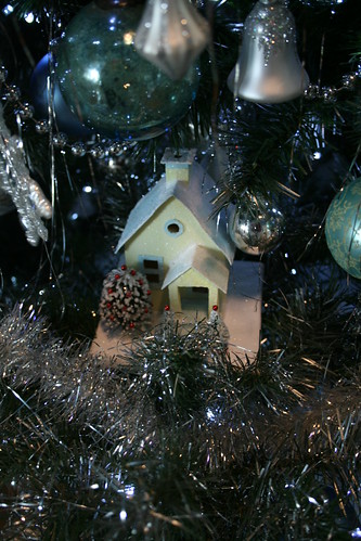Putz house in the Christmas tree