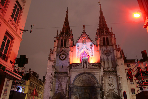 Eglise Saint-Nizier illuminata per la festa delle luci Lione 2009
