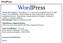 WordPress installation on Fantastico
