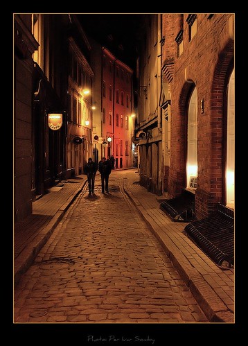 Riga old town at night by Per I..