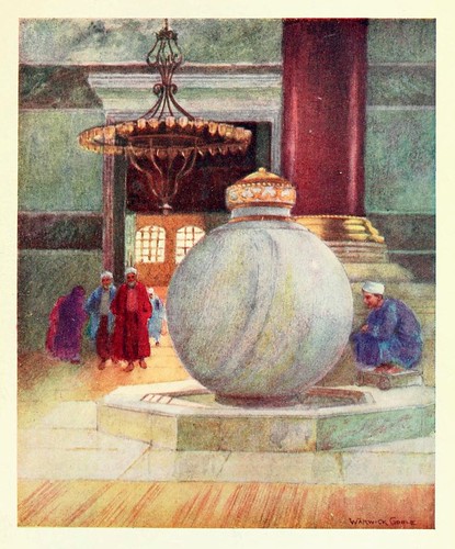 029-Fuente en la entrada de Santa Sofia- Constantinople painted by Warwick Goble (1906)