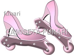 desenho patins scarpin rosa choque sapato metalizado