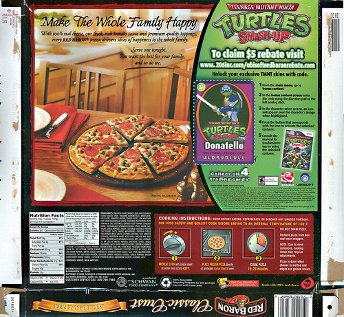 "Red Baron Pizza" - Classic Crust, Special Deluxe Pizza // Teenage Mutant Ninja Turtles : Smash-up $5 Mail-in  Rebate offer  ii (( 2009 )) 