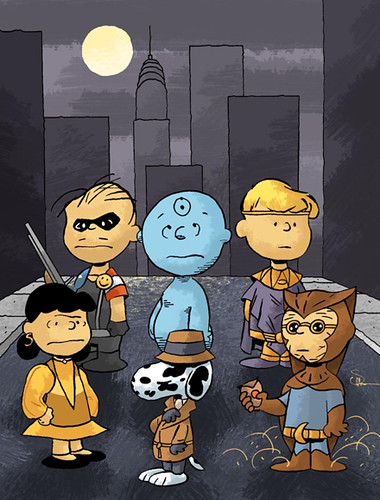 Really?  Charlie Brown and the Peanuts gang as The Watchmen?  Brilliant!  Illustration by Evan Shaner - EvanShaner.com