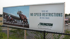 Arlington Park horse racing track advertisement. Chicago Illinois. July 2009.