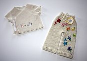 'Pure Joy' Set - embellished longies & embroidered wrap shirt - newborn