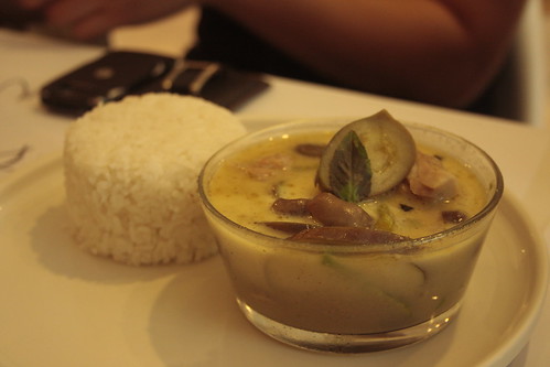 chicken + basil + green curry + rice