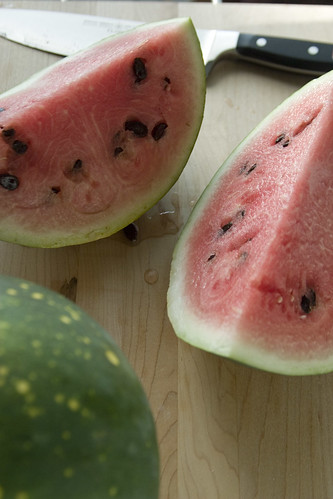 Quartered watermelon