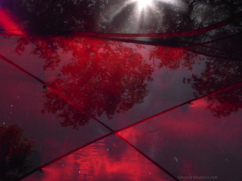 Nemo Losi Tent, Red Lamp, White Moon, Stars, Trees