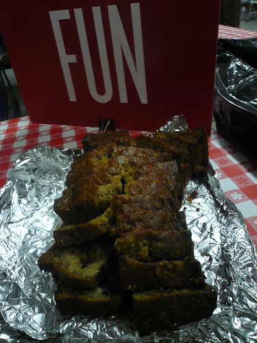 At FEAST: Banana/Plantain bread with chocolate and crystallized ginger.