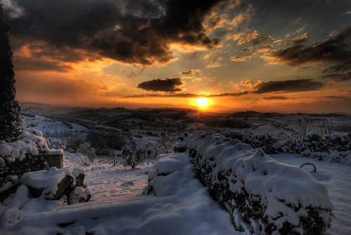 フリー画像|自然風景|雪景色|夕日/夕焼け/夕暮れ|フリー素材|