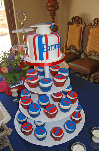 University of Arizona graduation cupcake tower red and blue
