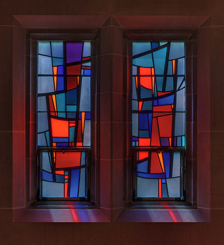 Roman Catholic Cathedral of Saint Peter, in Belleville, Illinois, USA - abstract stained glass window