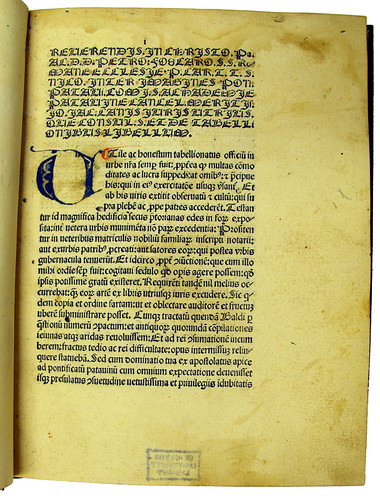Coloured initial in Canis, Johannes Jacobus: De tabellionibus