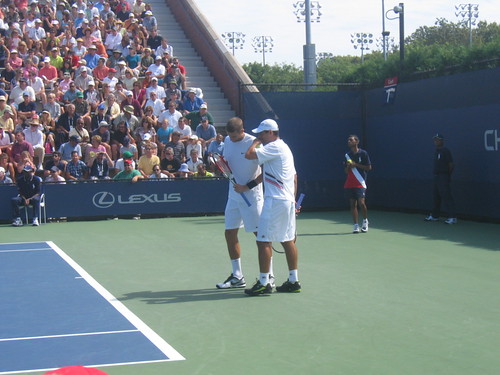 Mirnyi (l) and Ram (r), in a doubles match, US Open