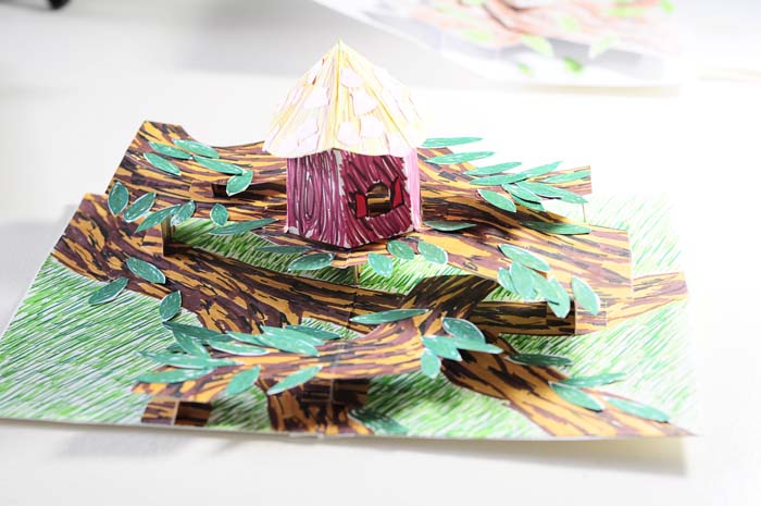 birdhouse pop-up card   finished with sea-shells on roof