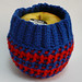 Crocheted Big Apple Cozy Sweater Wrapper Jacket - Red and Blue with Ribbed Band by melbangel